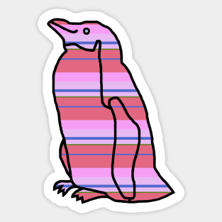 Hot Pink Bouquet Stripes Penguin Sticker